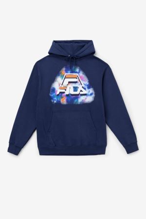 FILA Dracen Tie Dye Hoodies Blue,Mens Clothing | CA.LIPKNV958